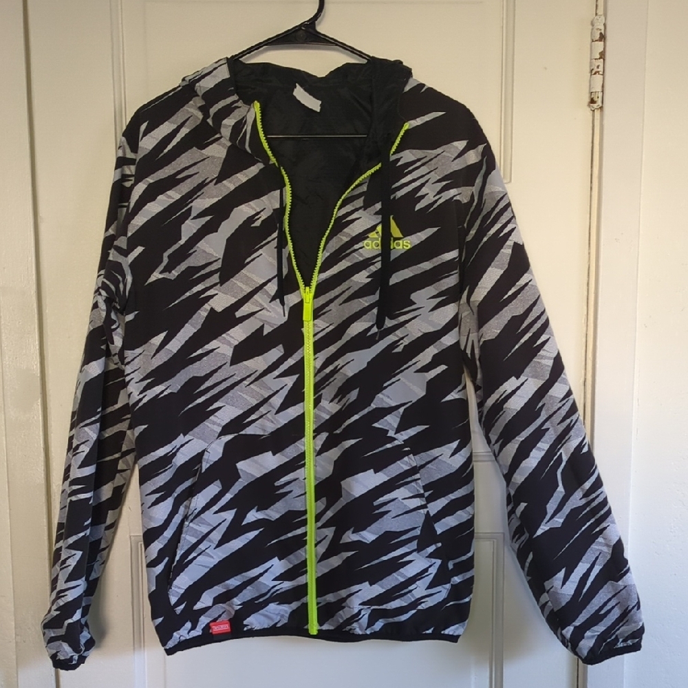 Adidas Black and Gray Athletic Jacket with Camouflage Pattern